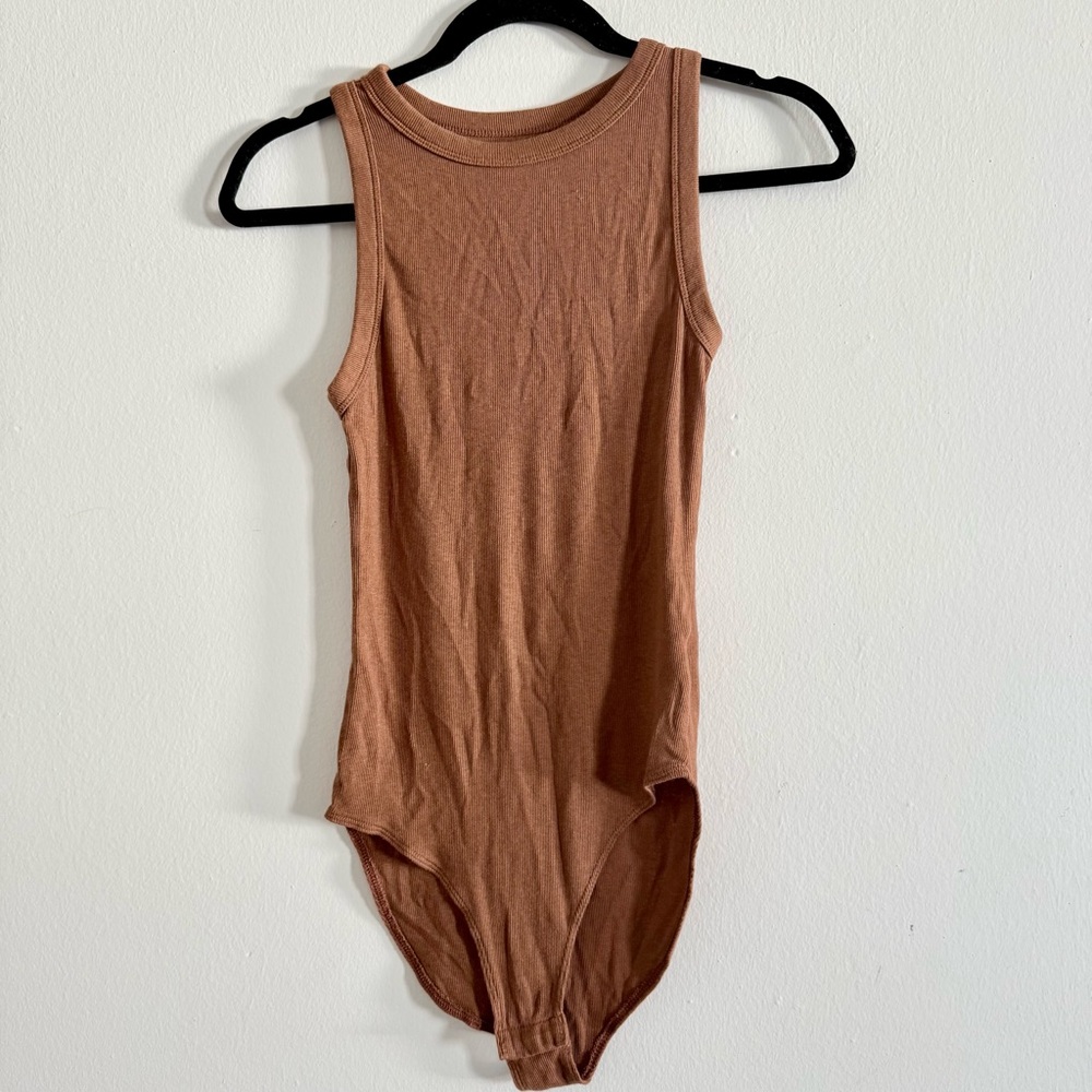 a new day • Ribbed Rust Sleeveless Bodysuit